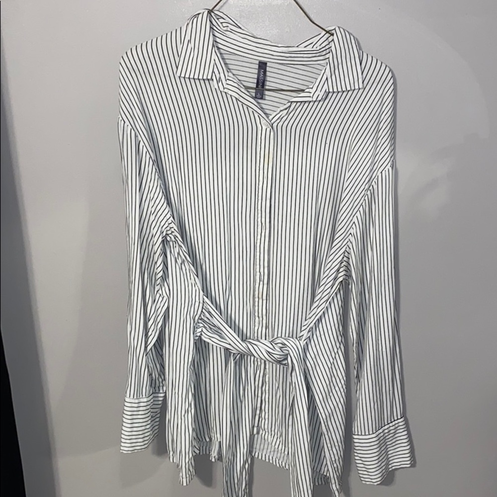 Striped button down blouse